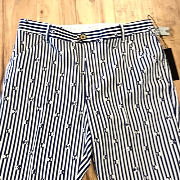 Essential Slim Trousers by Anthropologie, size 12P, blue and white stripped - Picture 2 of 9